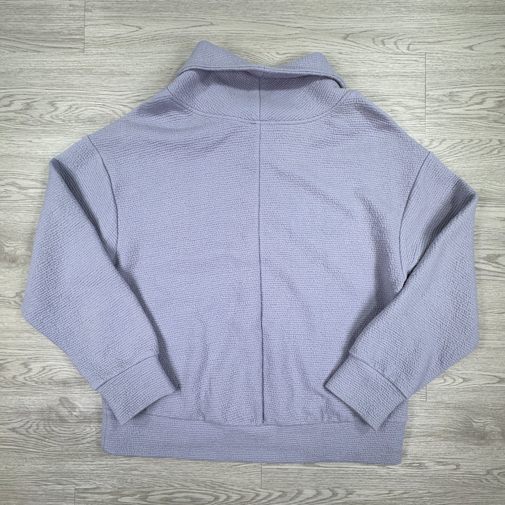 CALIA Women Pullover Quarter Zip Textured Sweatshirt Lavender Purple Small Cozy - Picture 2 of 7